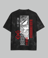 Berserk “Black Swordsman” Oversized T-Shirt – Acid Wash Edition
