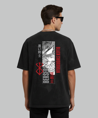 Berserk “Black Swordsman” Oversized T-Shirt – Acid Wash Edition